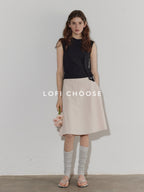 Lofi choose High Waist Flattering Wide A Line Loose Workwear Pink Full Circle Midi Skirts