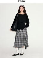 fano Soft Wool Blend Relaxed Loose Batwing Boat Neck Womens Knit Sweaters