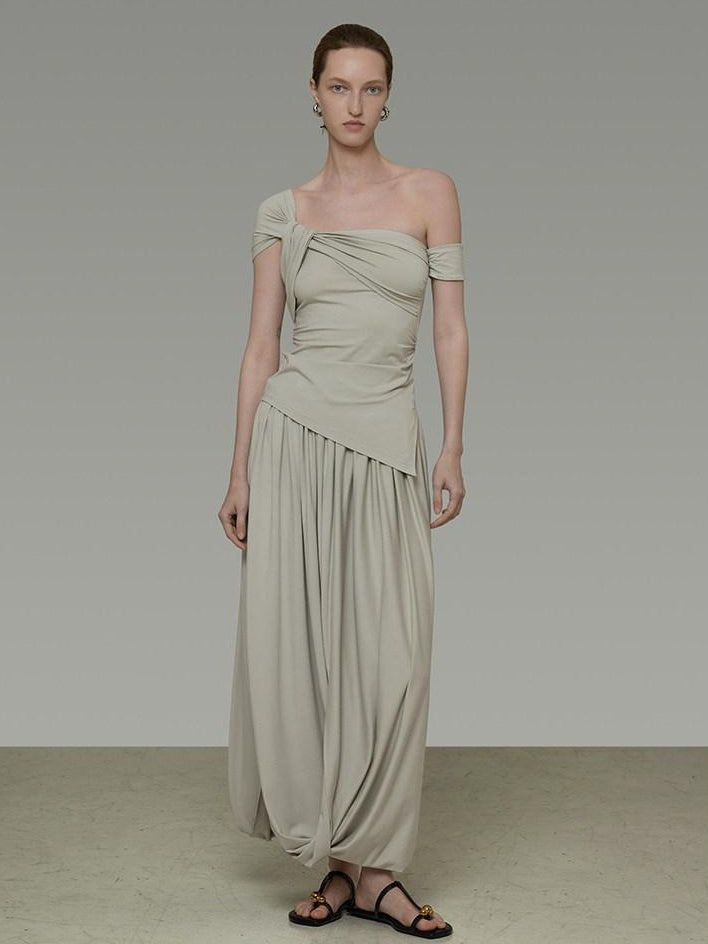 unspoken Minimalist Viscose Short Sleeve Two Piece Women Sage Green Top & Skirt Sets