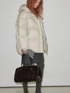 fano Warm 90% White Duck Down Hooded Straight Fit Minimalist Commuter Down Jackets