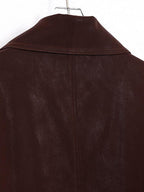 audreyyang Distressed Washed Pu Relaxed Midlength Blazer Collar Vintage Red Leather Jackets