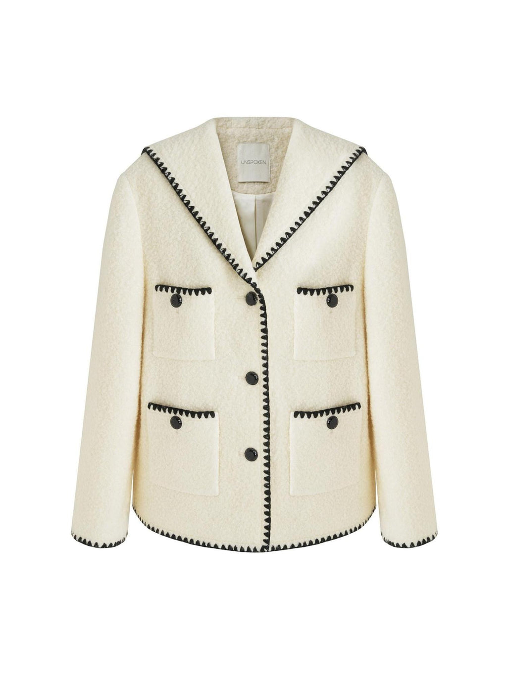 unspoken Lambswool Blend Tailored Loose Minimal Notch Collar Officewear Women Wool Coats