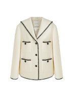 unspoken Lambswool Blend Tailored Loose Minimal Notch Collar Officewear Women Wool Coats