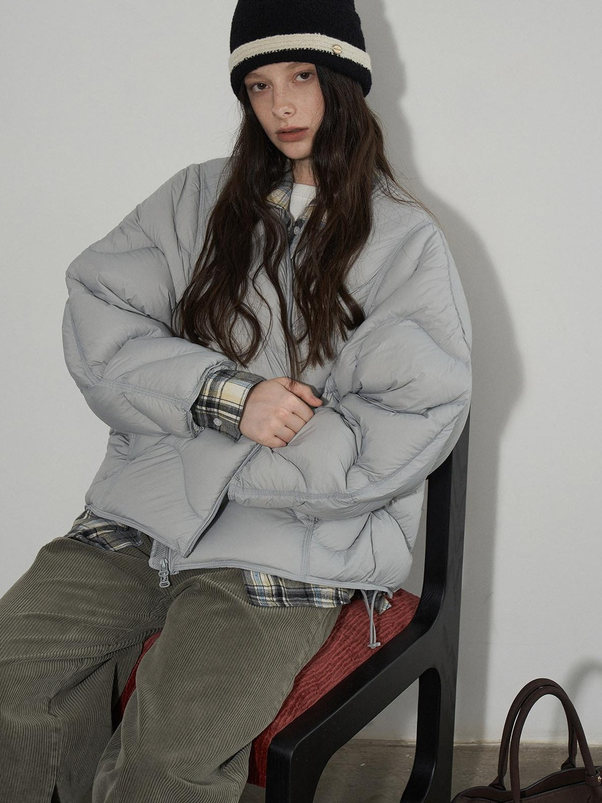 Lofi choose Ultra Warm 90 Percent White Duck Down Loose Commuter Wavy Zip Down Jackets