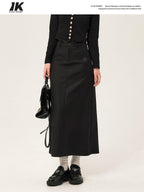 ikyou High Waist Embroidered A Line Back Slit Everyday Young Women Midi Skirts