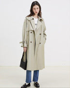 fano Minimalist Double Breasted Long Straight Fit Office Workwear Women Trench Coats