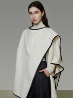 unspoken Premium Sheep Wool Blend 3D Tailored Loose Fit Commuter Women White Wool Coats