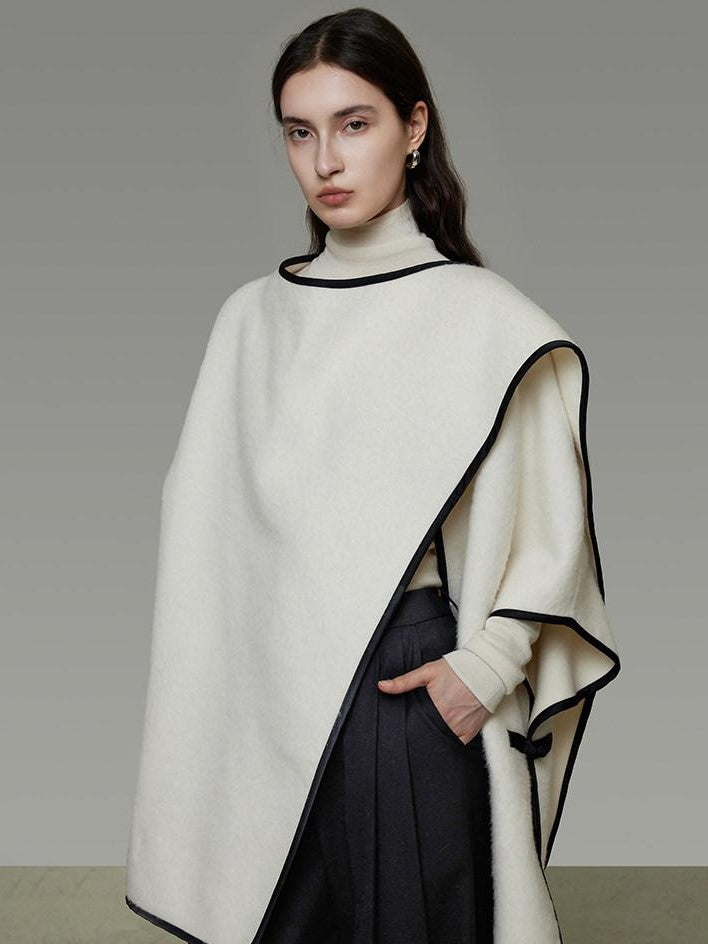 unspoken Premium Sheep Wool Blend 3D Tailored Loose Fit Commuter Women White Wool Coats