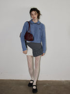 Lofi choose Comfortable Relaxed Fit Office Pullover Long Sleeve Knit Blue Green Sweaters