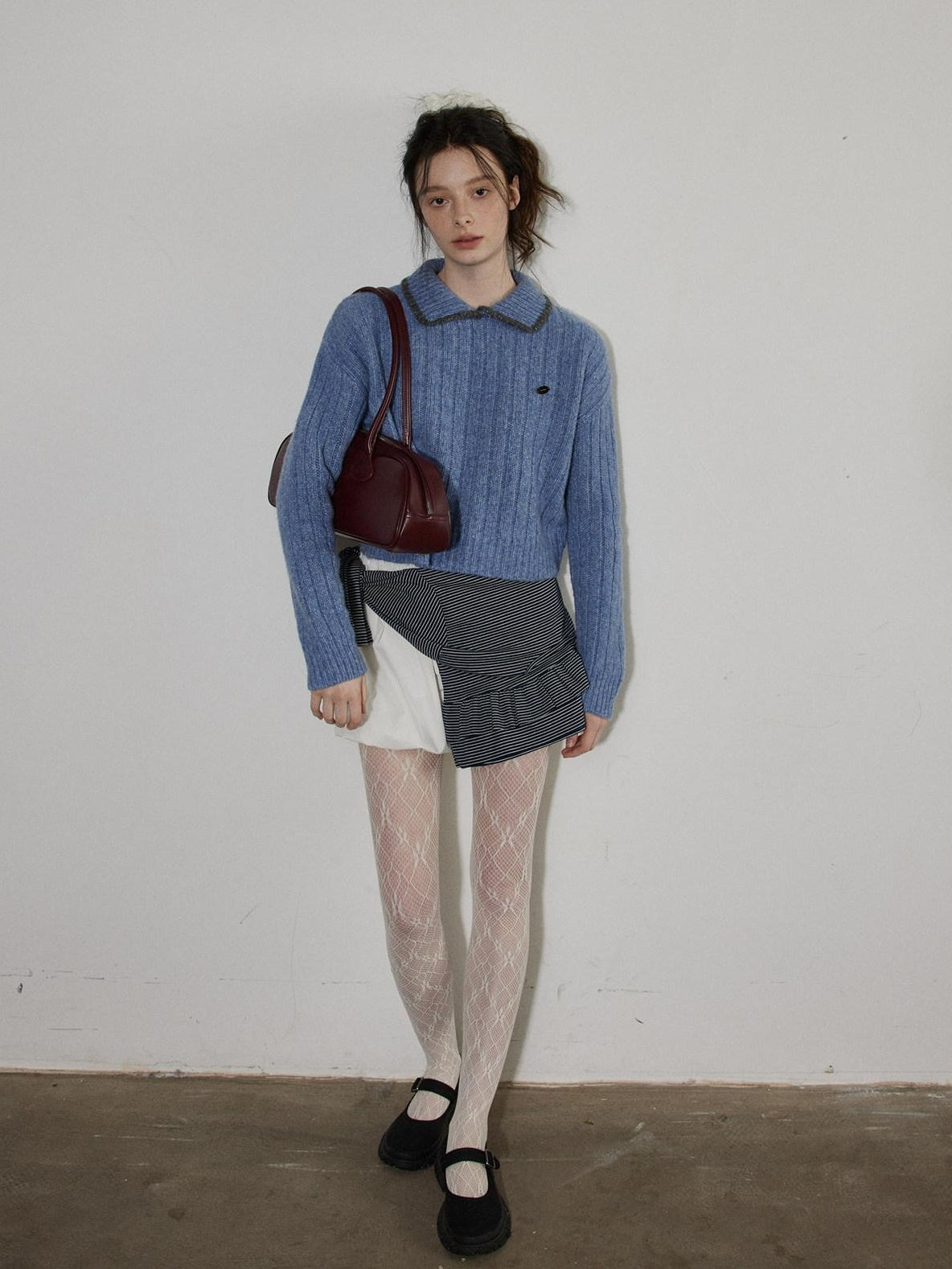 Lofi choose Comfortable Relaxed Fit Office Pullover Long Sleeve Knit Blue Green Sweaters