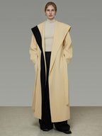 unspoken Thick Cozy Longline Loose Fit Minimal Commuter Cream Black Wool Coats