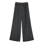 someonesometimes Soft Stretch Casual Ruffle Hem Women Heather Grey Viscose Blend Wide Leg Pants