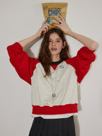 Lofi choose Cozy Colorblock Relaxed Fit Long Sleeve Crewneck Women Office Casual Sweatshirt