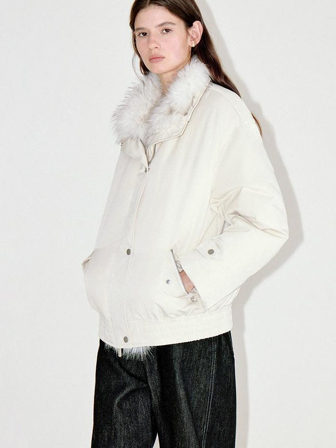 fano Warm 90% White Duck Down Straight Fit Korean Turn Collar Women Down Jackets
