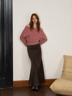 someonesometimes Stretch Mid Rise Slim Mermaid Hem Workwear Solid Polyester Women Midi Skirts