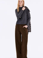 fano Warm Brushed Cotton Relaxed Straight Pocketed Natural Waist Brown Wide Leg Pants