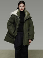 unspoken 90% White Duck Down Warm Midlength Stand Collar Women Army Green Down Jackets