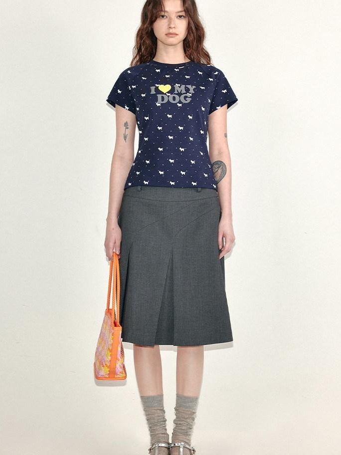fano Stretch Cotton Slim Korean Commuter Crew Neck Women Navy Short Sleeve T-Shirts