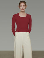unspoken Skin Friendly Breathable Pure Wool Slim Fit Minimalist Office Women Knit Blouses
