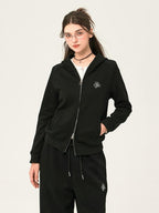 ikyou Slim Embroidered Ribbed Patchwork Cotton Lined Commuter Sweatpants