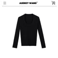 audreyyang_Sheep_Wool_Slim_Fit_Crew_Neck_Knit_Women_Black_Gray_Brown_Sweaters_MISSTT