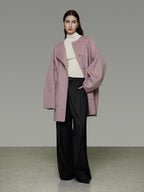 unspoken Pure Wool Loose Fit Minimal Office Midlength Single Button Women Wool Coats