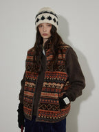 Lofi choose Soft Acrylic V-neck Loose Fit Office Knit Pullover Grey Brown Sweaters