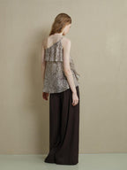 someonesometimes Lightweight Wool Blend Original Ruffle Loose Fit Women Striped Paisley Camisoles