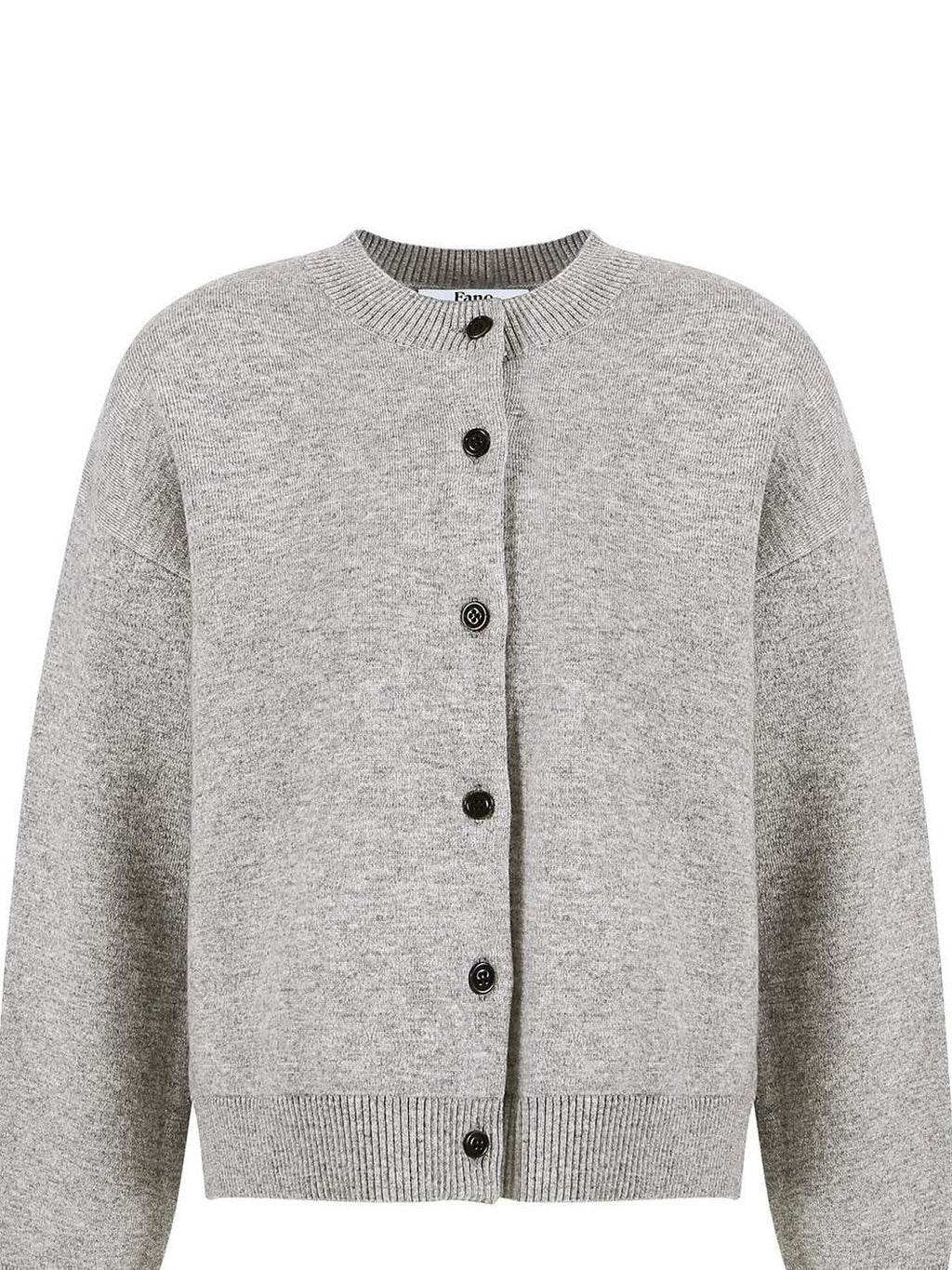 fano Thermal Wool Blend Office Straight Crew Neck Women Light Gray Cardigans