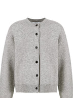 fano Thermal Wool Blend Office Straight Crew Neck Women Light Gray Cardigans