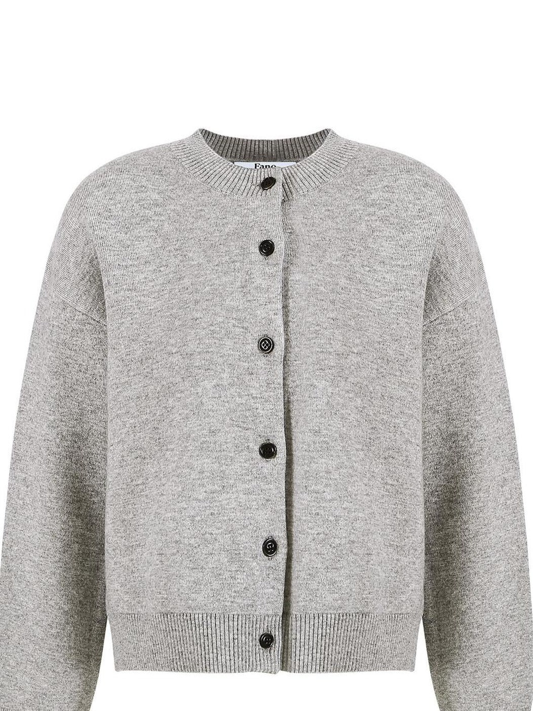 fano Thermal Wool Blend Office Straight Crew Neck Women Light Gray Cardigans