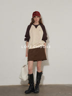 Lofi choose Cozy Colorblock Relaxed Fit Long Sleeve Crewneck Women Office Casual Sweatshirt