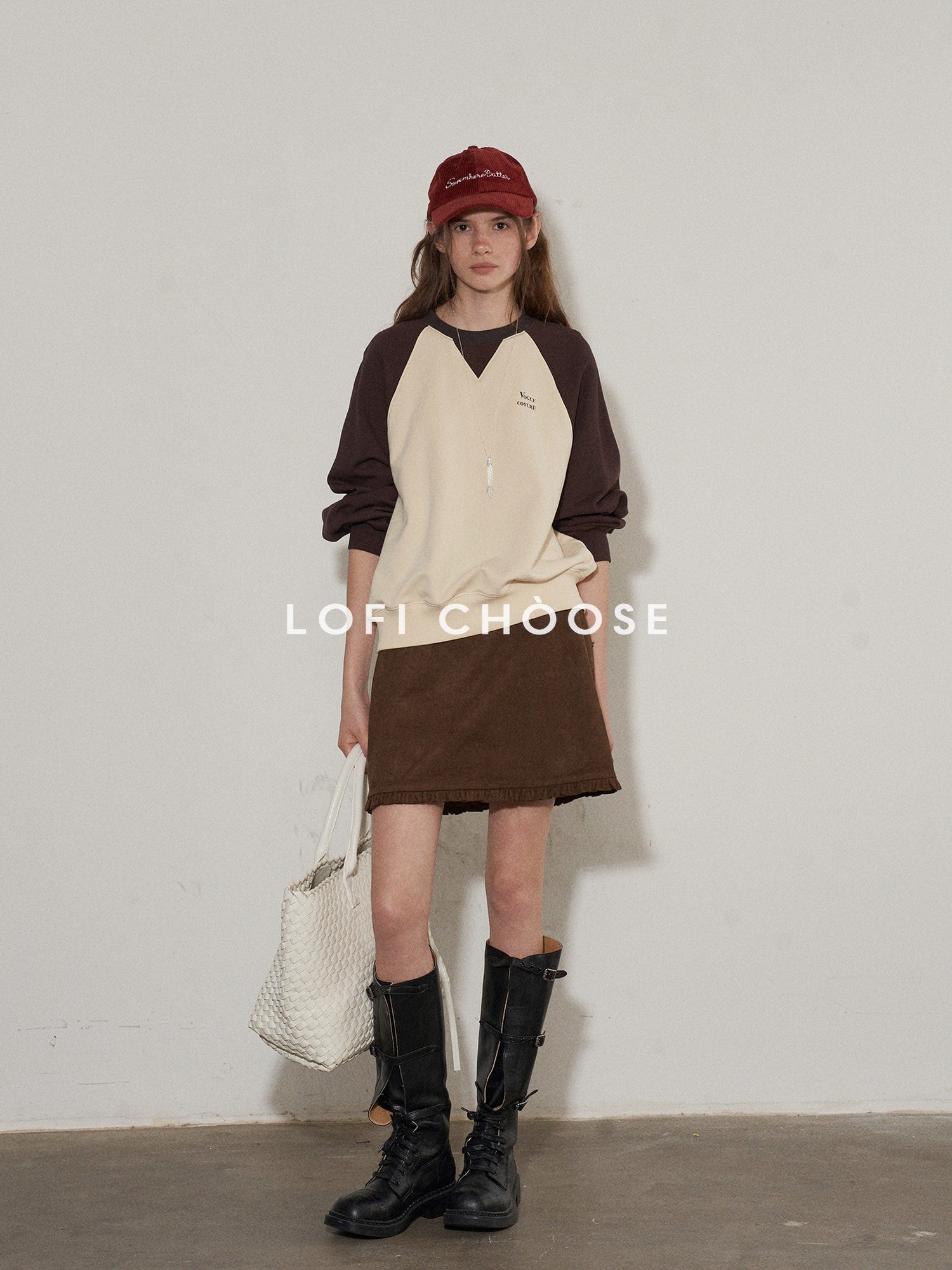 Lofi choose Cozy Colorblock Relaxed Fit Long Sleeve Crewneck Women Office Casual Sweatshirt