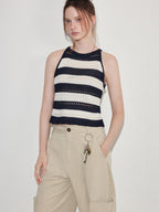 fano Soft Acrylic Lyocell Linen Blend Slim Fit Commuter Workwear Striped Camisoles