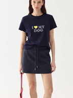 fano Stretch Cotton Printed Korean Loose Cropped Round Neck Short Sleeve T-Shirts
