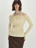 someonesometimes Lyocell Blend Slim Fit Ruching Youth Casual Goose Yellow Long Sleeve T-Shirts