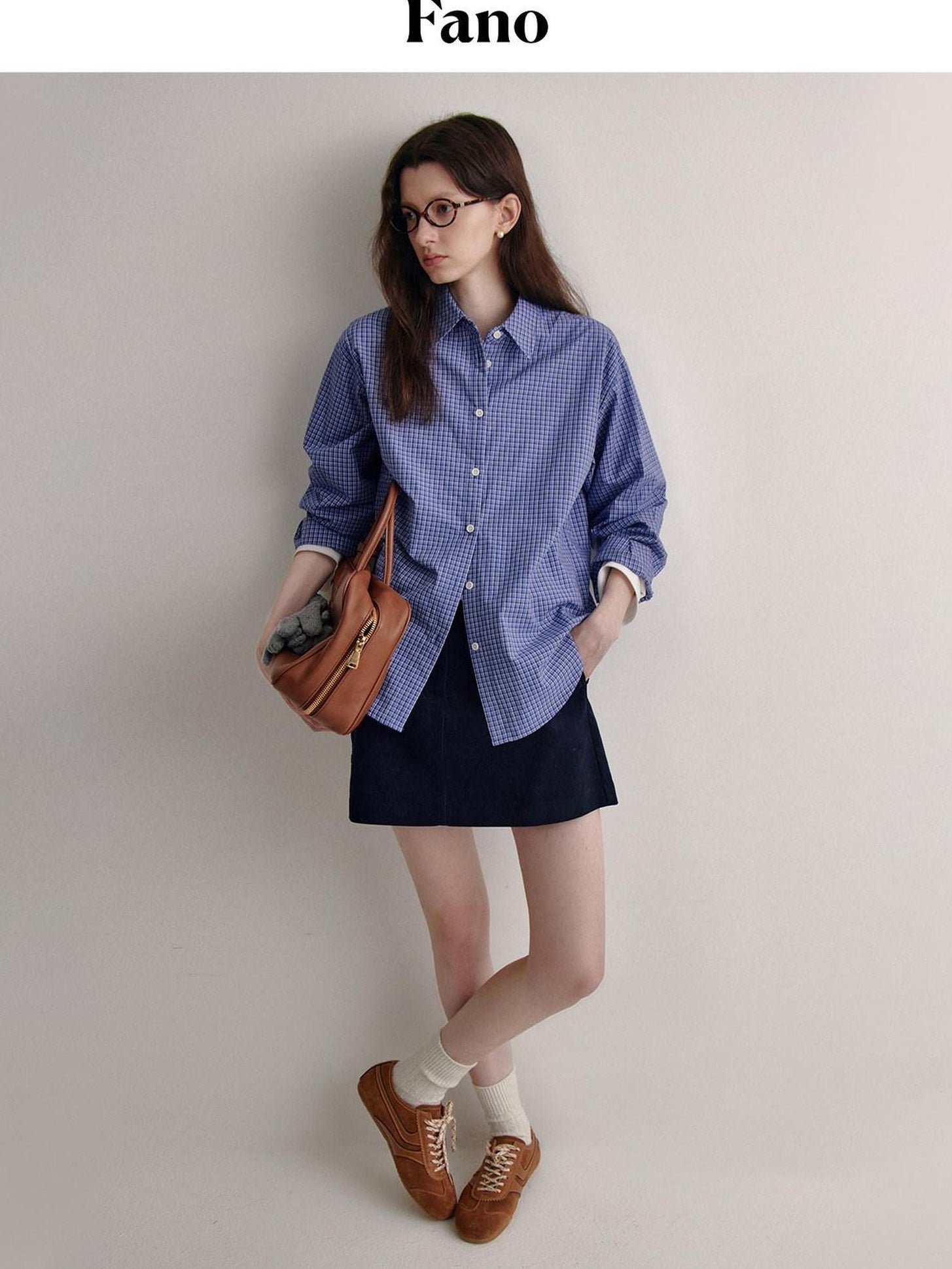 fano Skin Friendly Breathable Cotton Loose Fit Buttoned Collared Women Blue Shirts