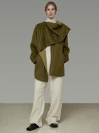 unspoken Asymmetrical Lambswool Blend Oversized Minimal Commuter Tailored Wool Coats