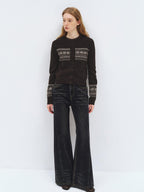 someonesometimes Cozy Wool Alpaca Blend Casual Geometric Button Round Neck Women Cardigans