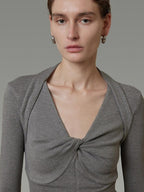 unspoken Soft Breathable Vneck Longsleeve Waist Cinch Viscose Knit Maxi Dresses
