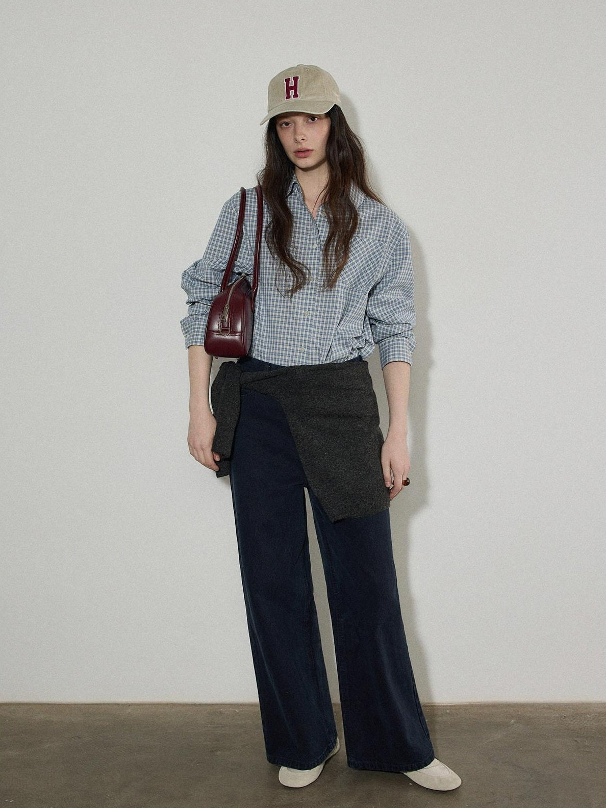 Lofi choose Pure Cotton Relaxed Fit Colorblock Plaid Collared Women Long Sleeve Shirts