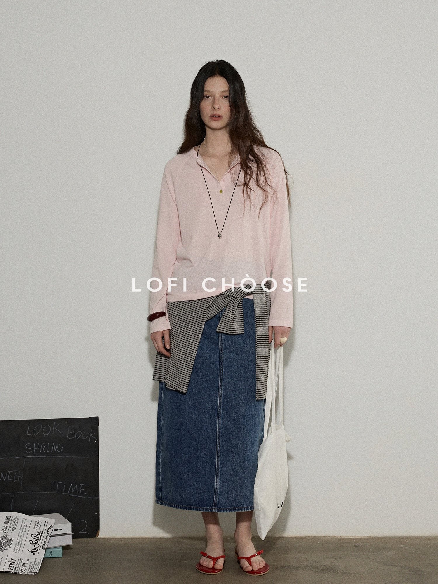 Lofi choose Cotton Blend Relaxed Raglan Commuter Women Pink Moss Gray Long Sleeve T-Shirts