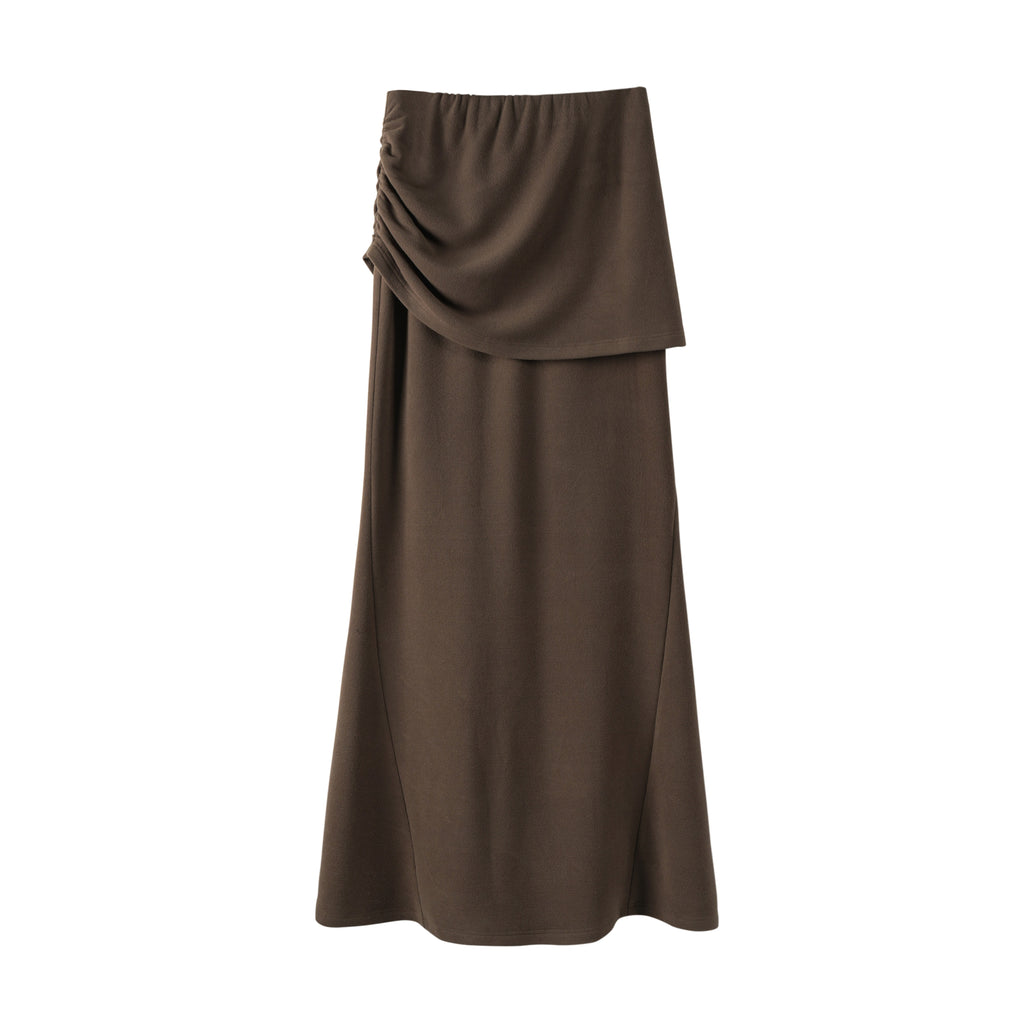 someonesometimes Flattering Mermaid Slim Fit Mid Rise Mocha Brown Knit Viscose Women Maxi Skirts
