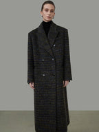 unspoken Warm Thick Double Breasted Long Loose Fit Minimalist Office Charcoal Wool Coats