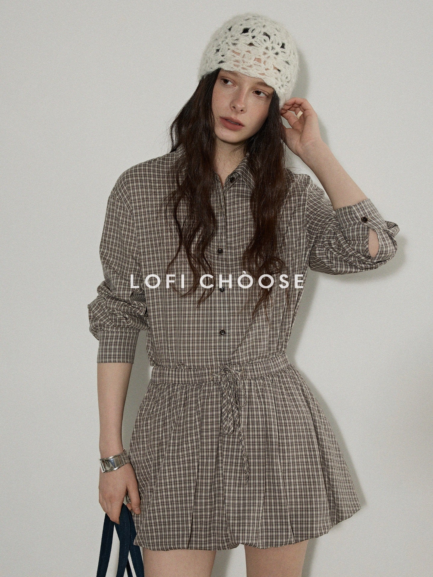 Lofi_choose_Comfortable_Loose_Plaid_Button_Collar_Long_Sleeve_Women_Workwear_Midi_Dresses_MISSTT