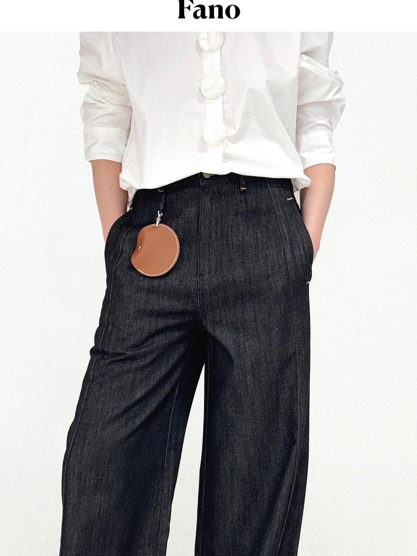 fano High Rise Cotton Rigid Casual Straight Youth Raw Denim Straight Leg Jeans