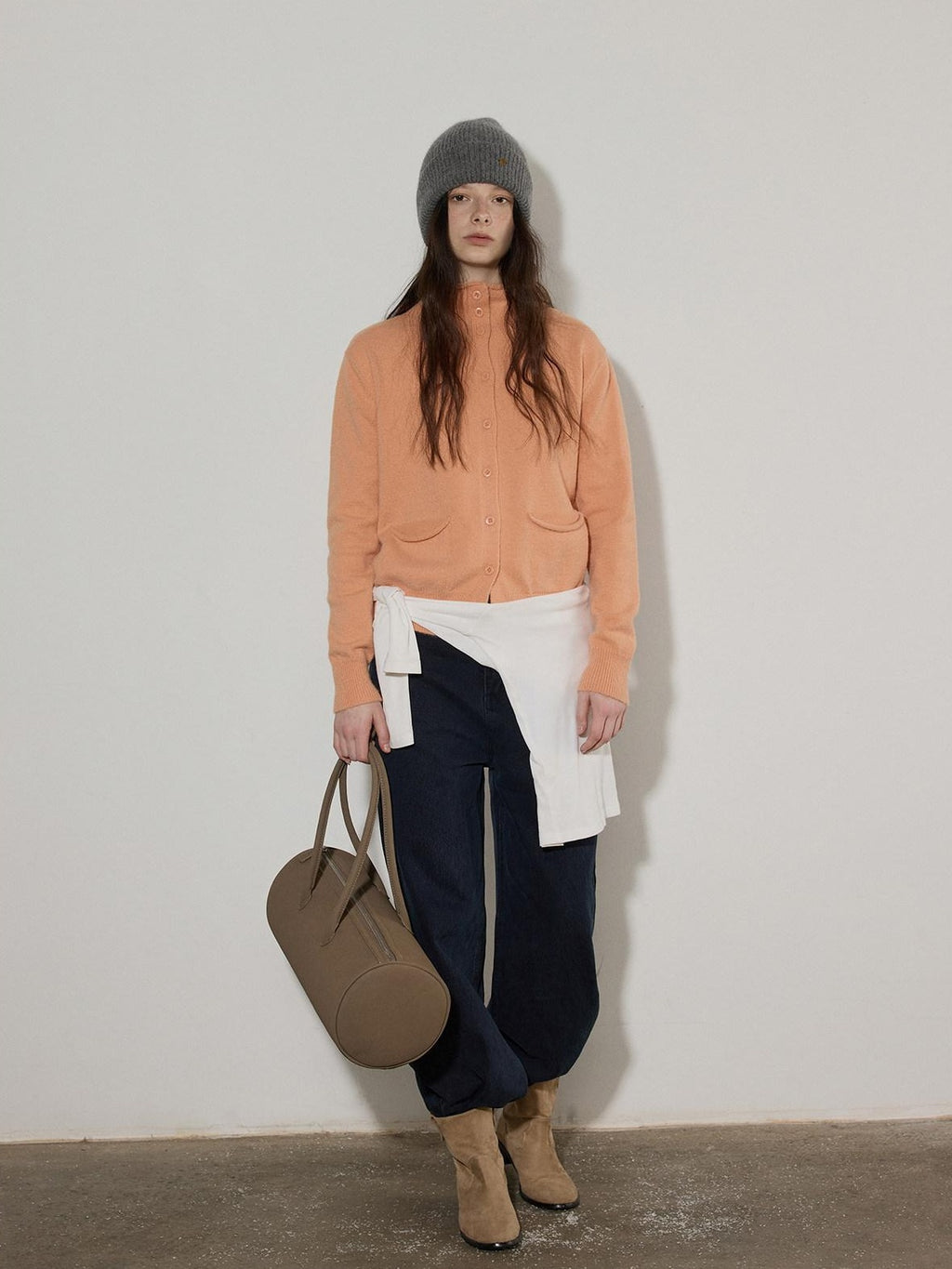 Lofi choose Soft Wool Blend Rolled Edge Loose Office Knit Button Long Sleeve Cardigans