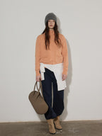 Lofi choose Soft Wool Blend Rolled Edge Loose Office Knit Button Long Sleeve Cardigans