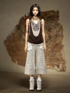 ARIADNAw Asymmetric Draped Cowl Neck Dark Vintage Women's Tank Tops