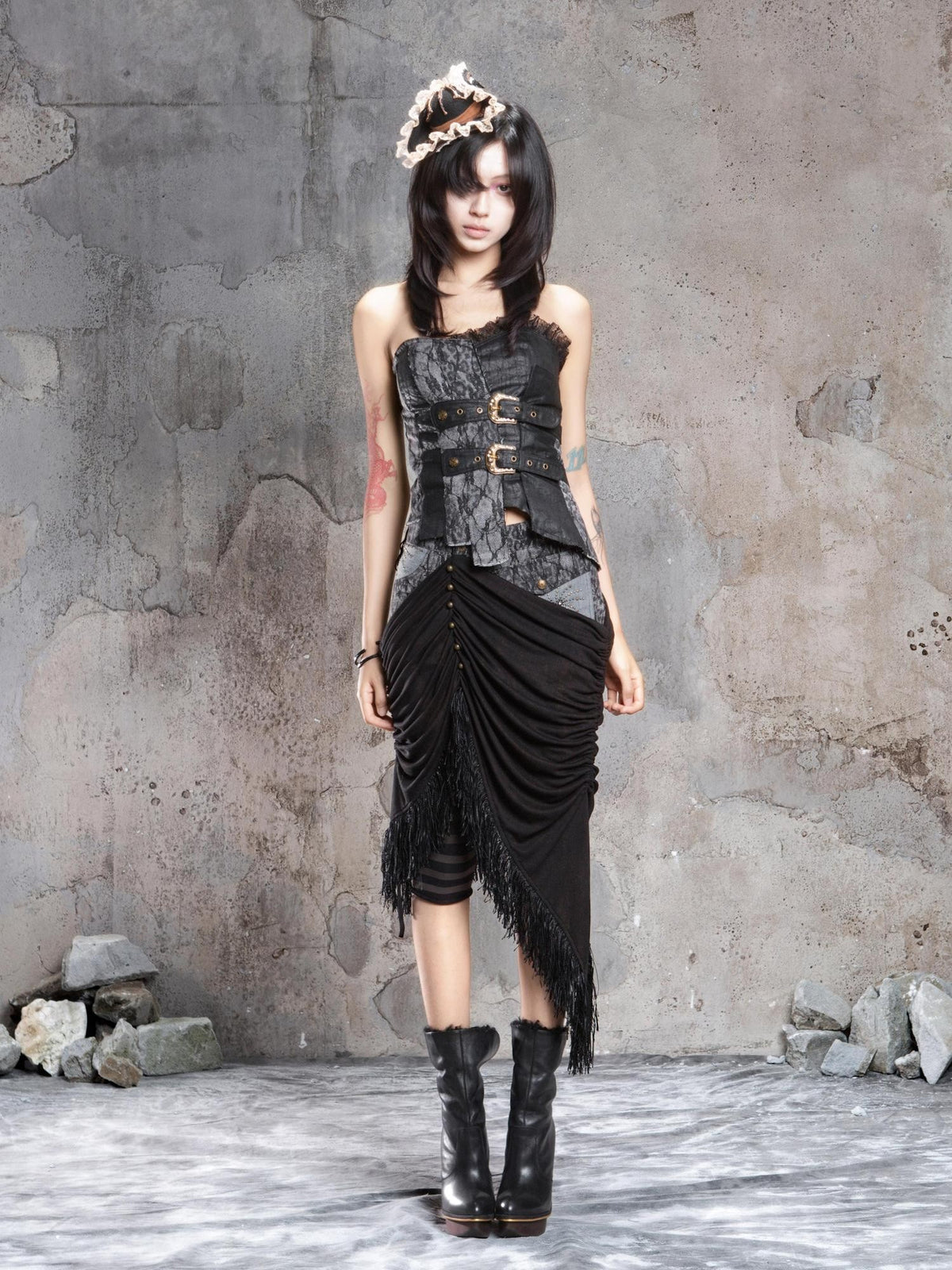 ARIADNAw Asymmetric Lace Up Punk Slim Fit Women's Tube Tops